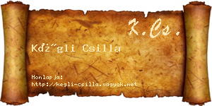 Kégli Csilla névjegykártya